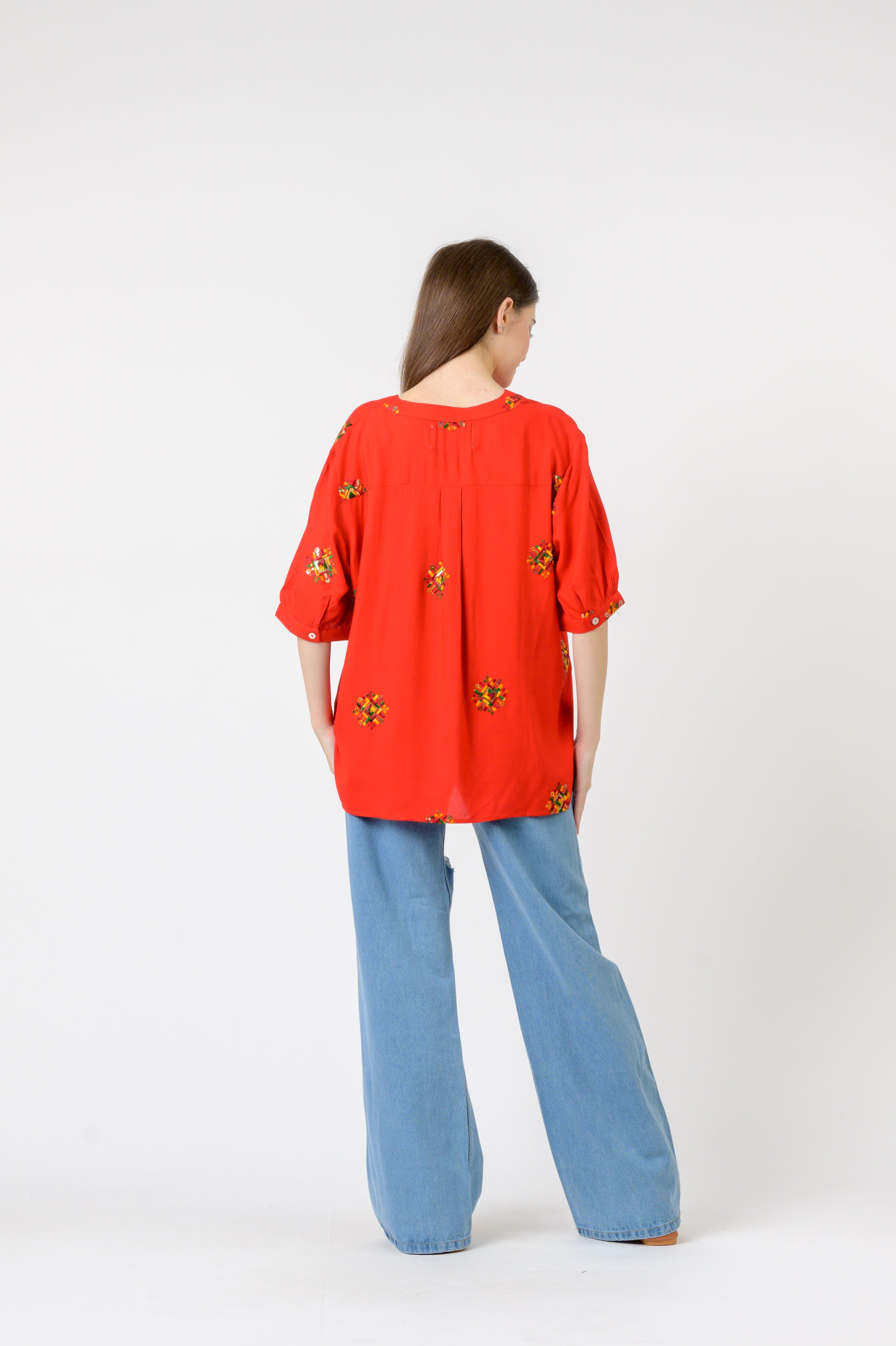 Embroidered Boa Top