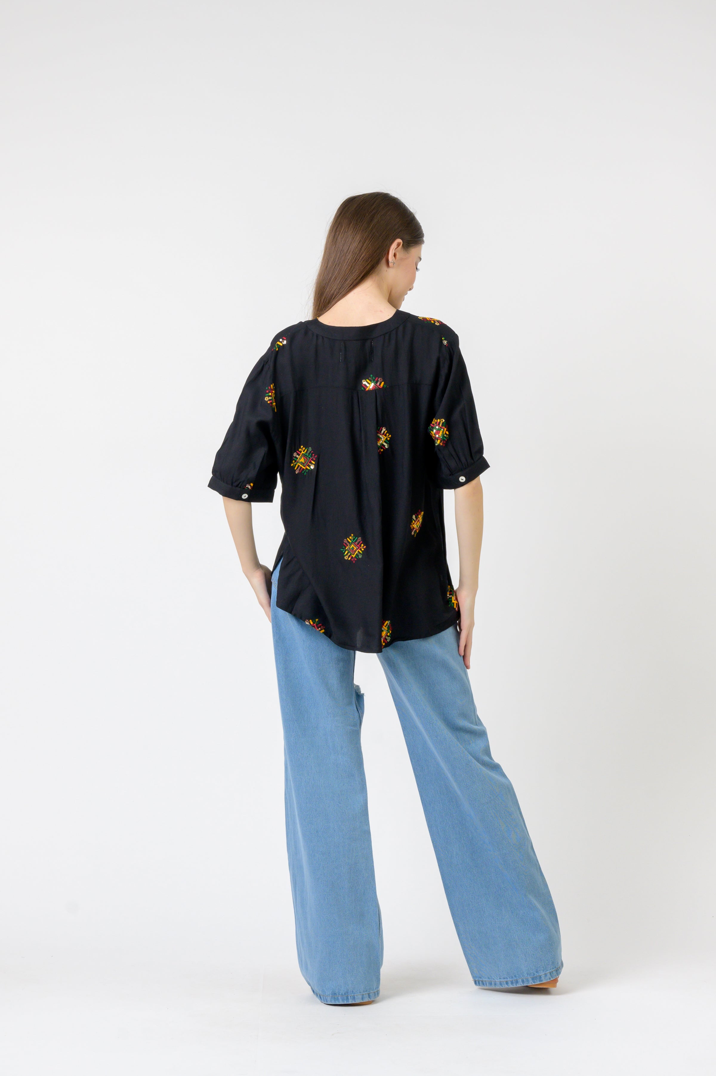Embroidered Boa Top