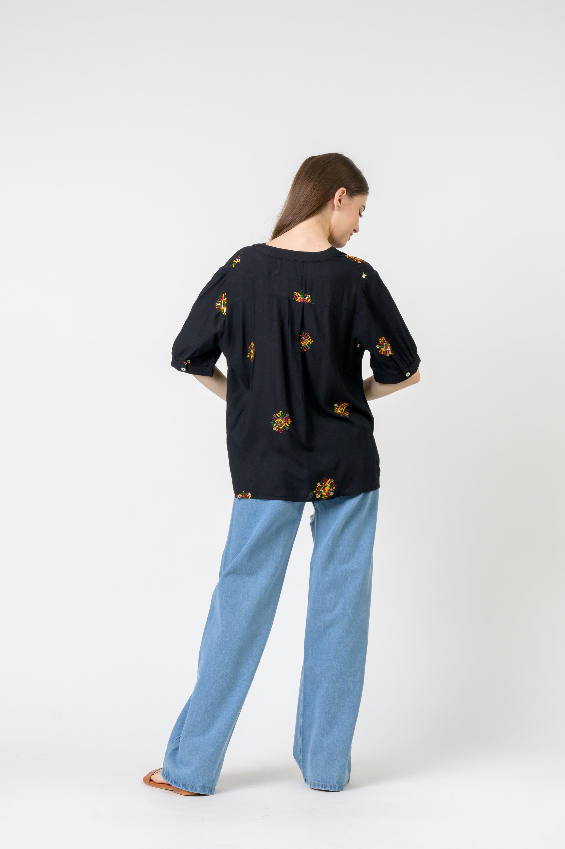 Embroidered Boa Top