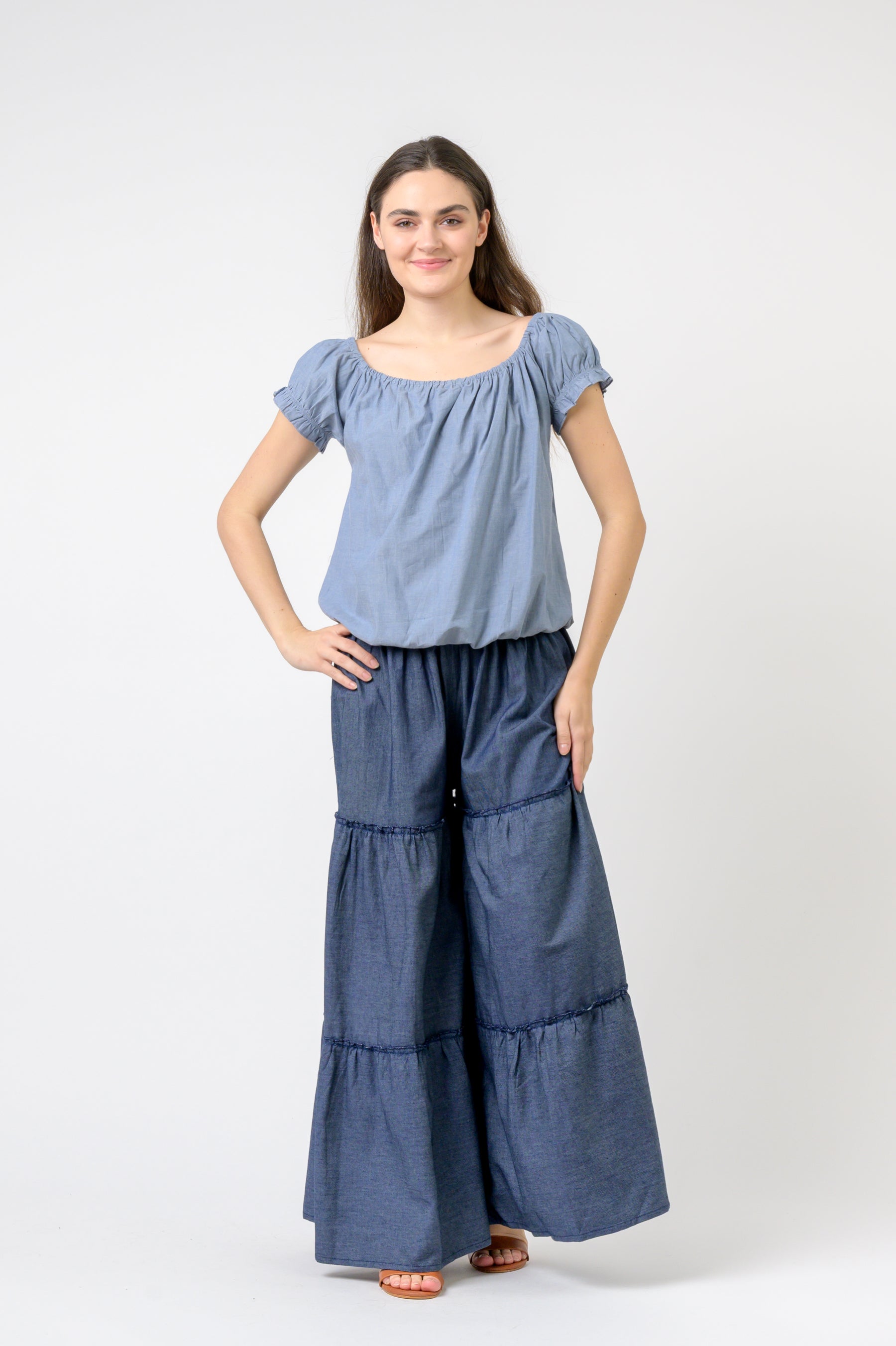 Rosey Top - Blue Chambray