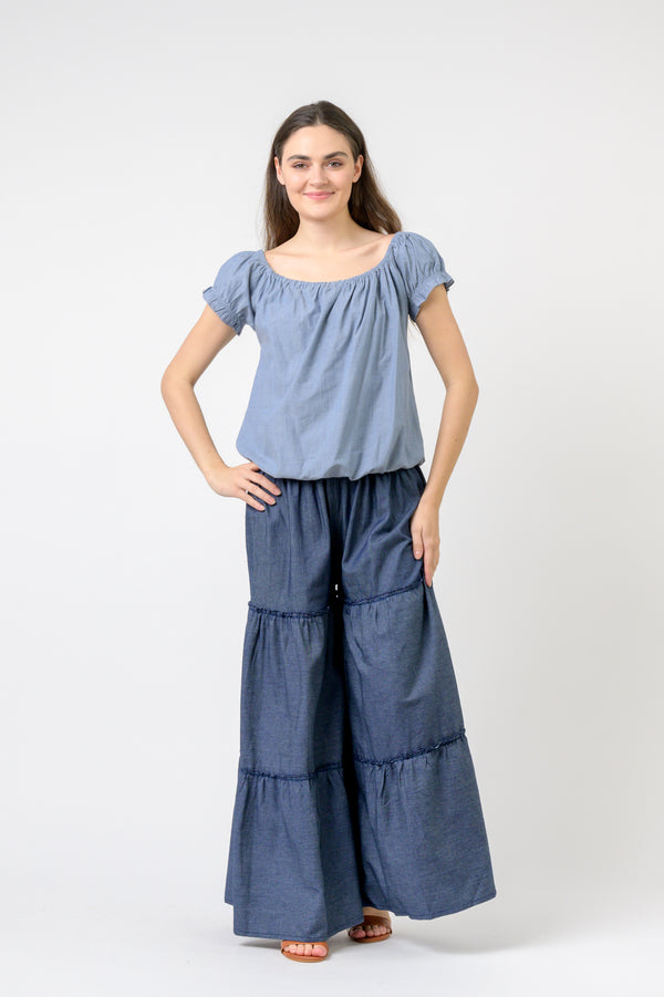 Rosey Top - Blue Chambray