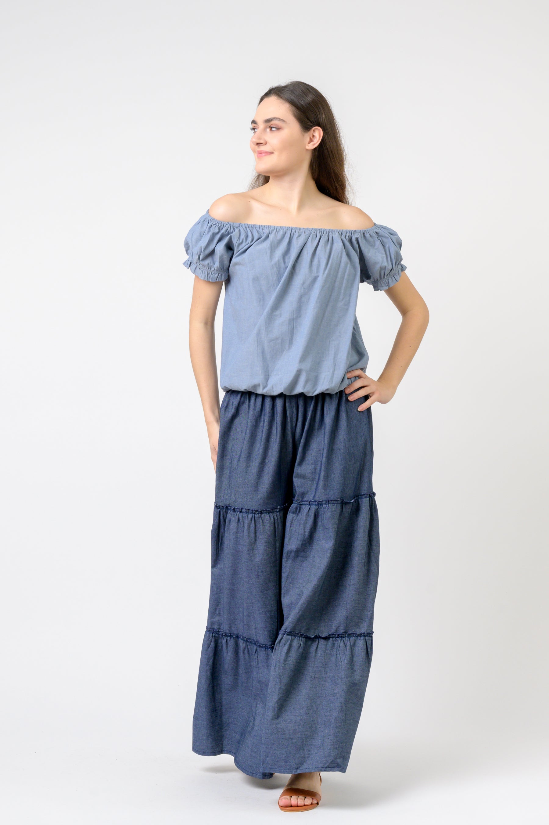 Rosey Top - Blue Chambray
