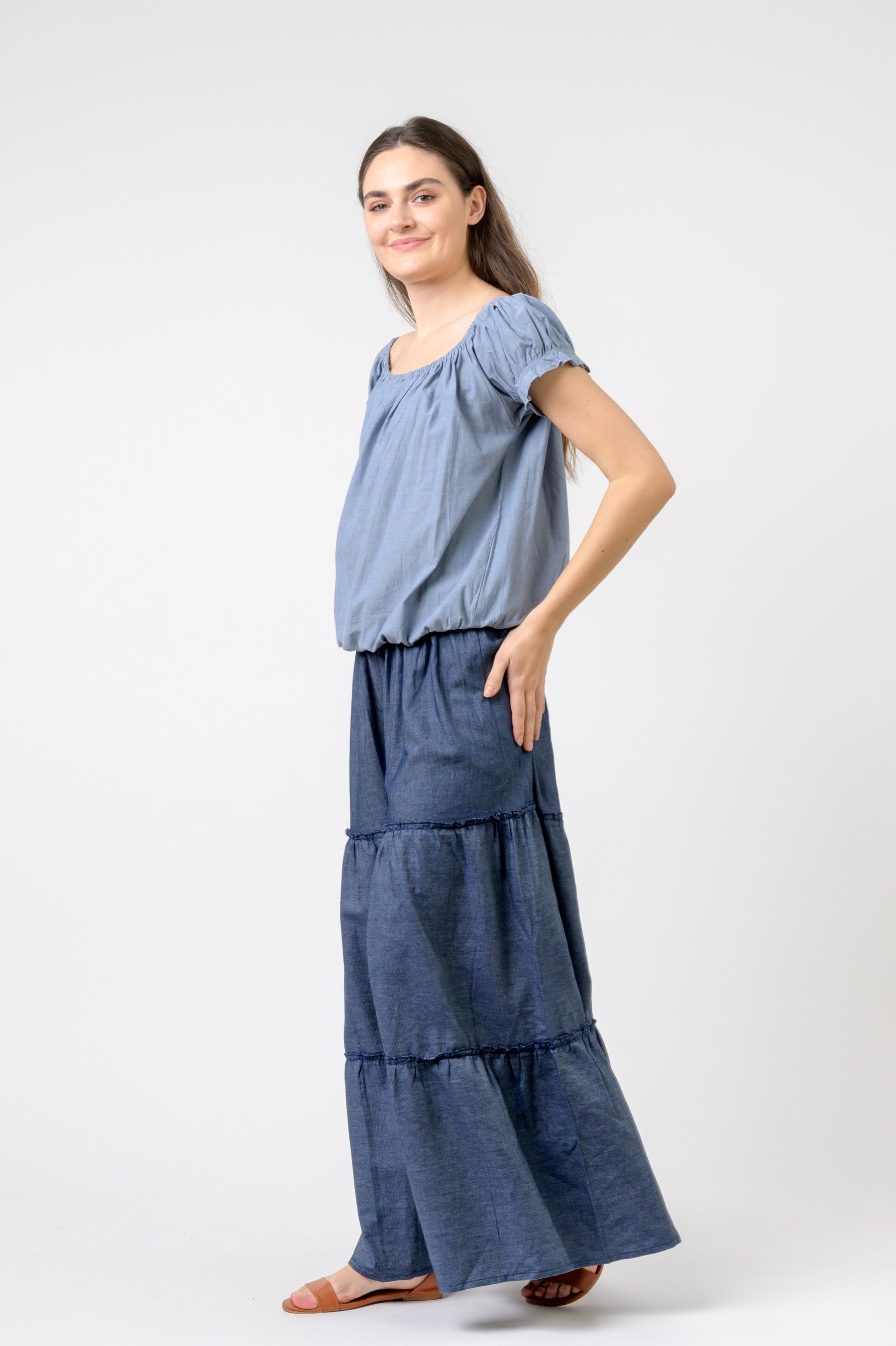 Rosey Top - Blue Chambray