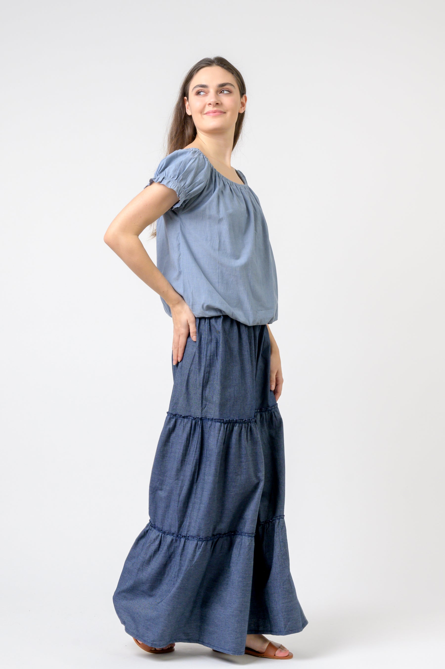 Rosey Top - Blue Chambray