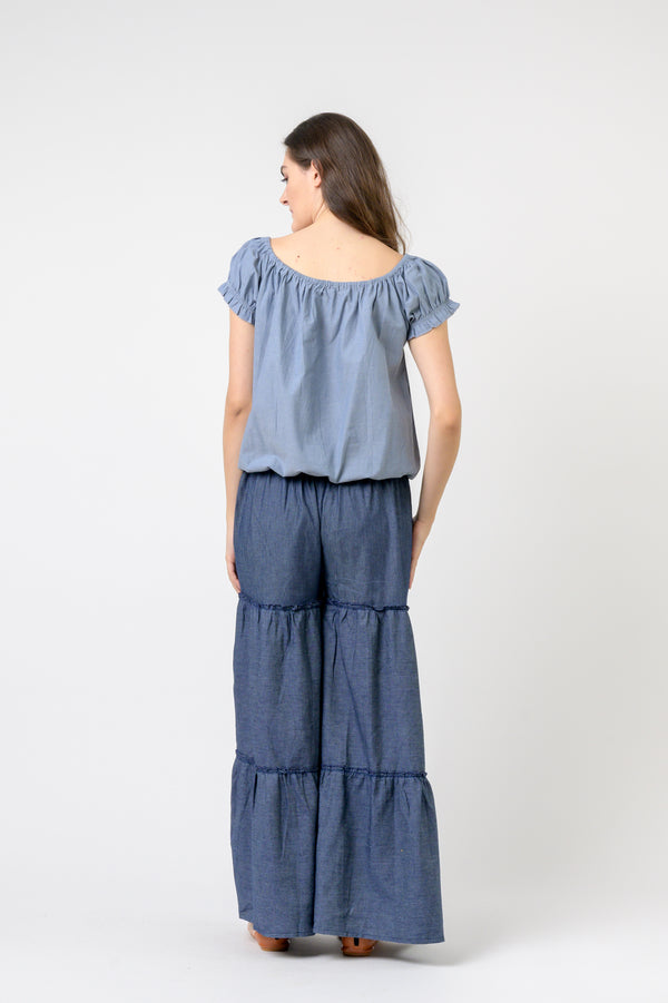 Rosey Top - Blue Chambray