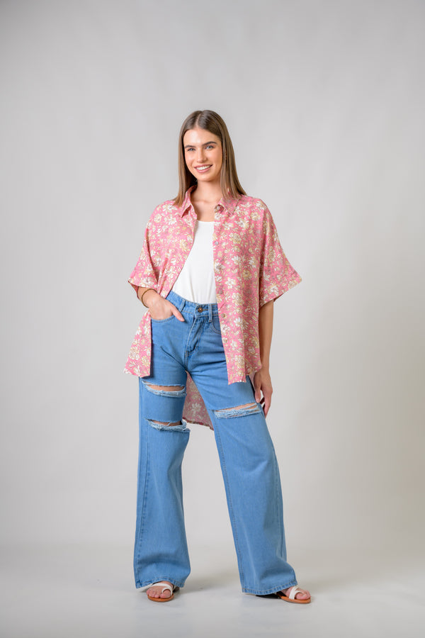 Mila Flower Shirt - Pink