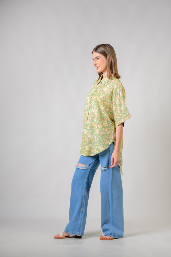Mila Flower Shirt - Green
