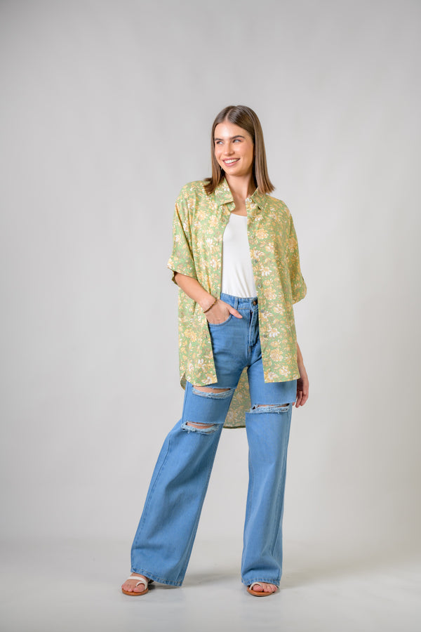 Mila Flower Shirt - Green