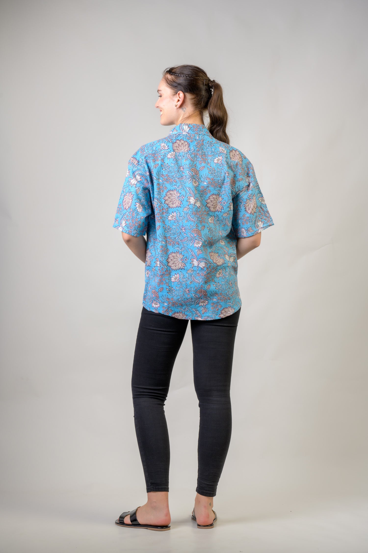Short Sleeve Collar Print Top - Assorted