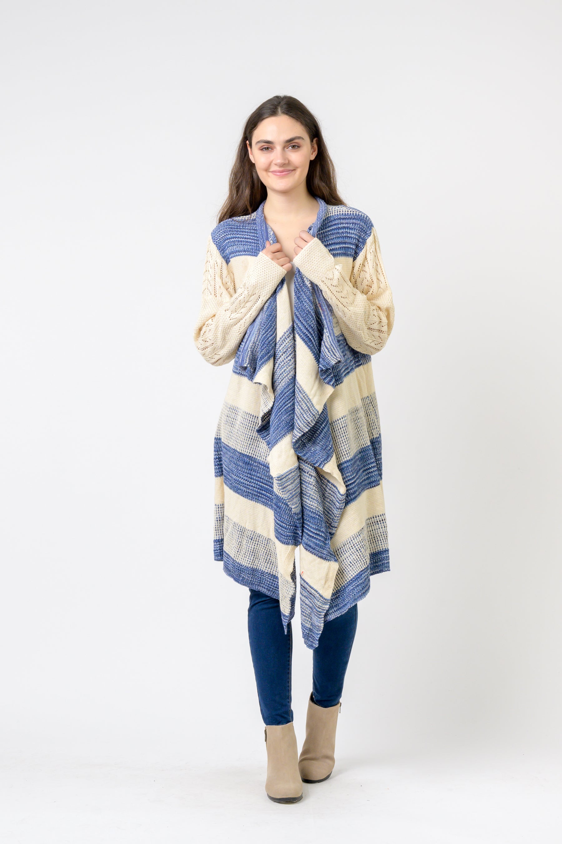 Long Sweater with Stripes - Blue