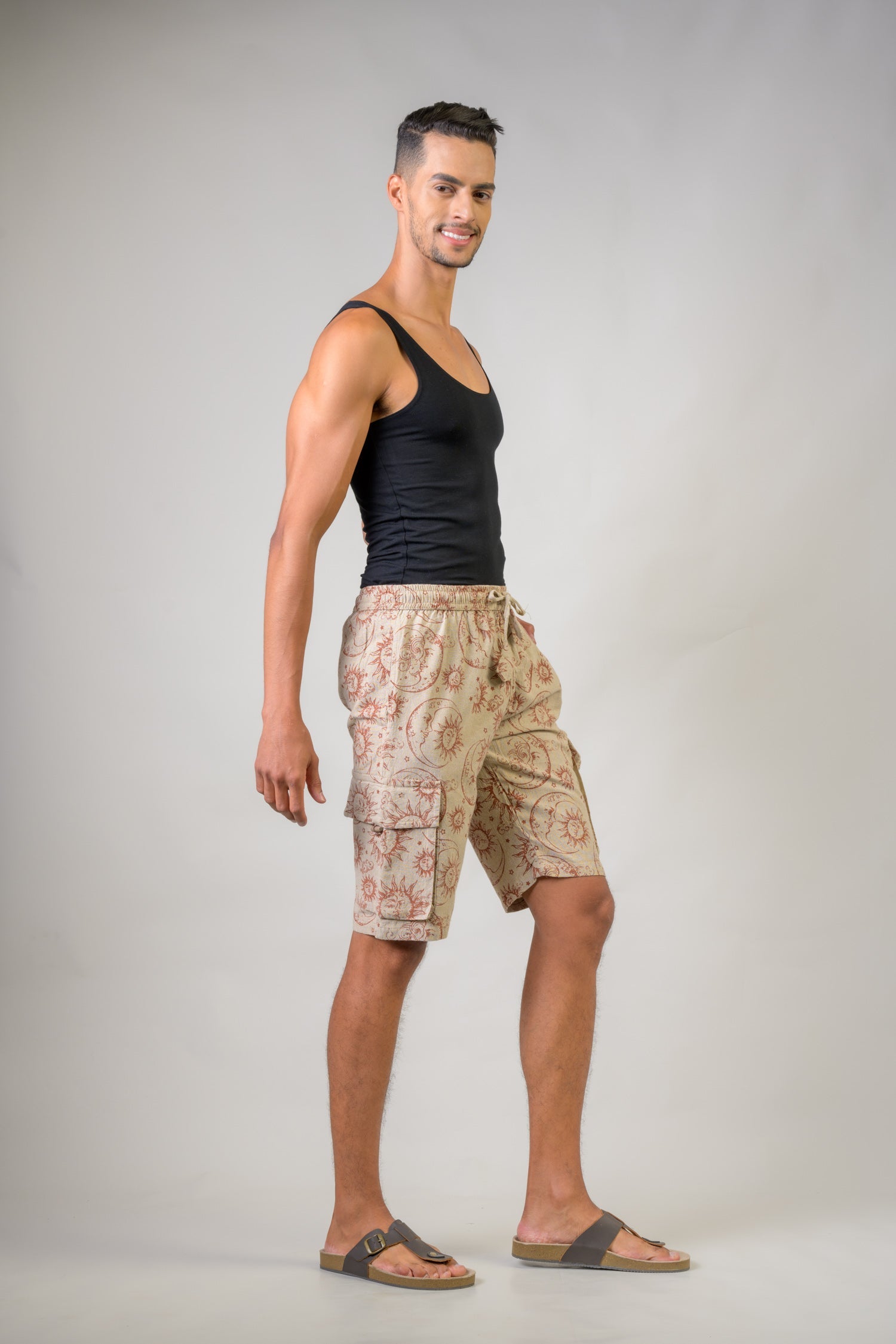 Sun Moon Print Shorts - Hemp