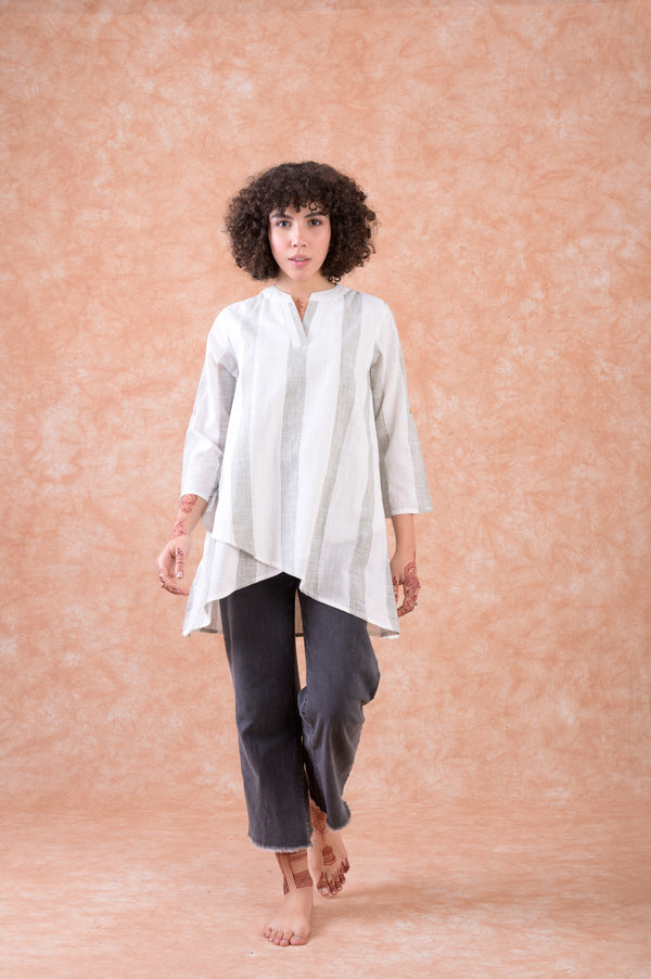 Short Sleeve Top - White/Green