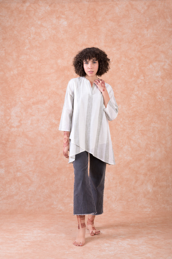 Short Sleeve Top - White/Green