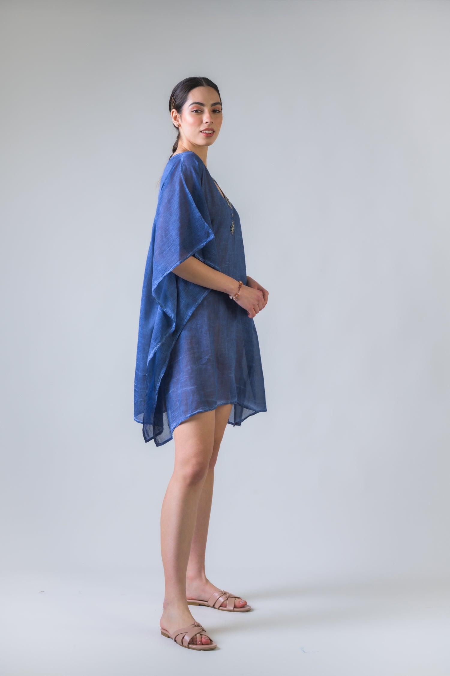 Bead Embroidered Kaftan - Blue