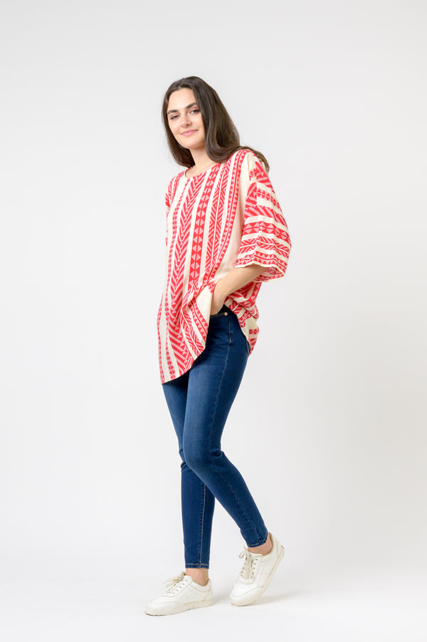 Aztec Print Top - Red