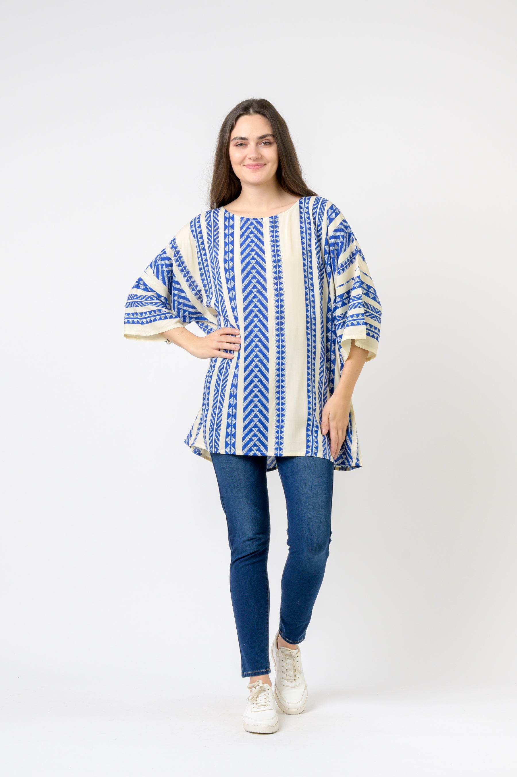 Aztec Print Top - Blue