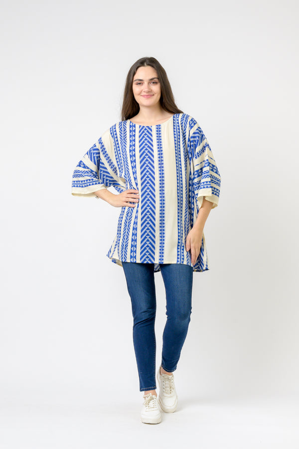Aztec Print Top - Blue