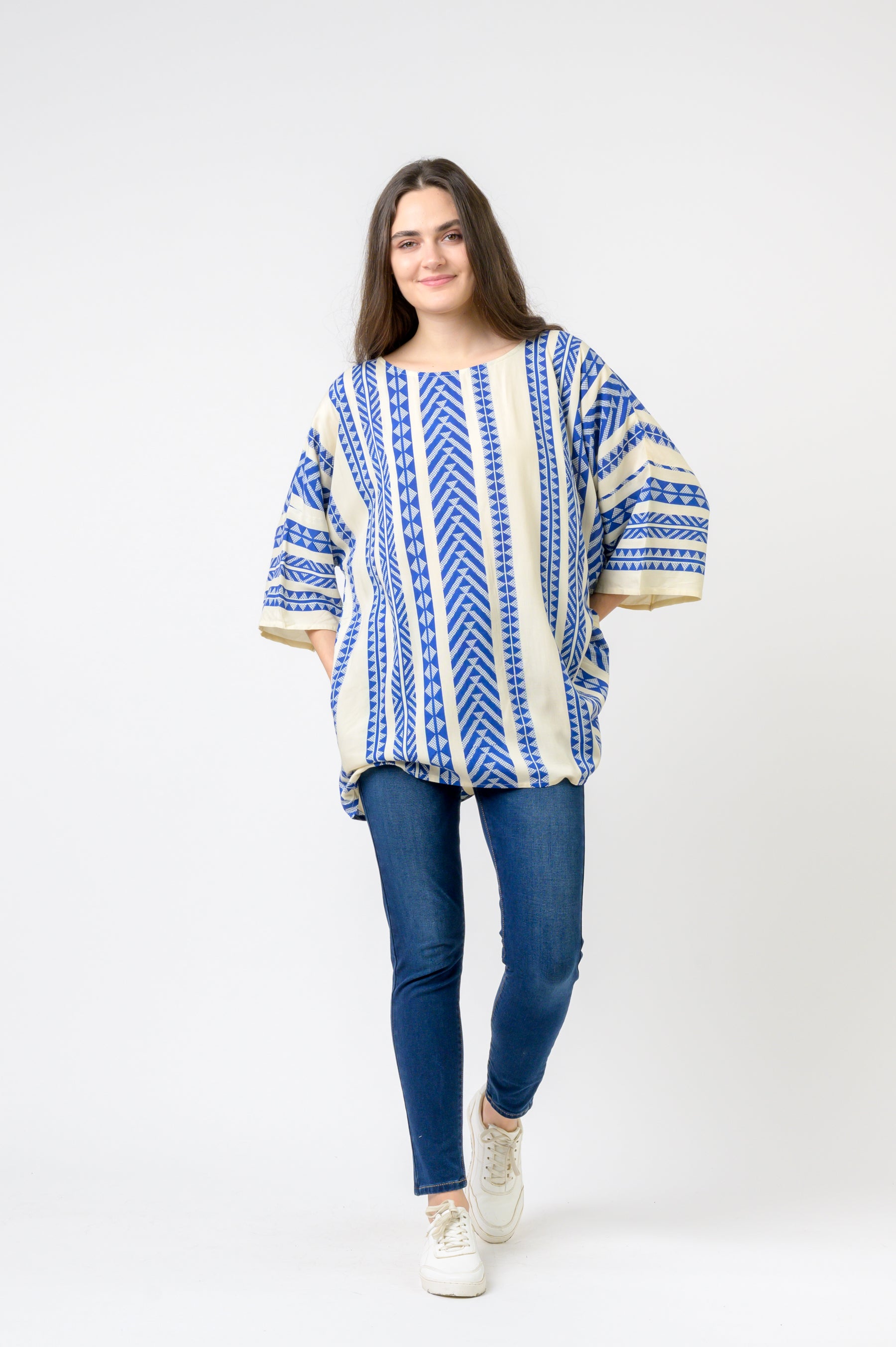 Aztec Print Top - Blue