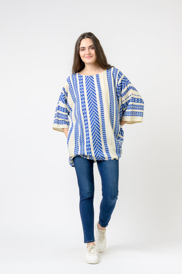 Aztec Print Top - Blue