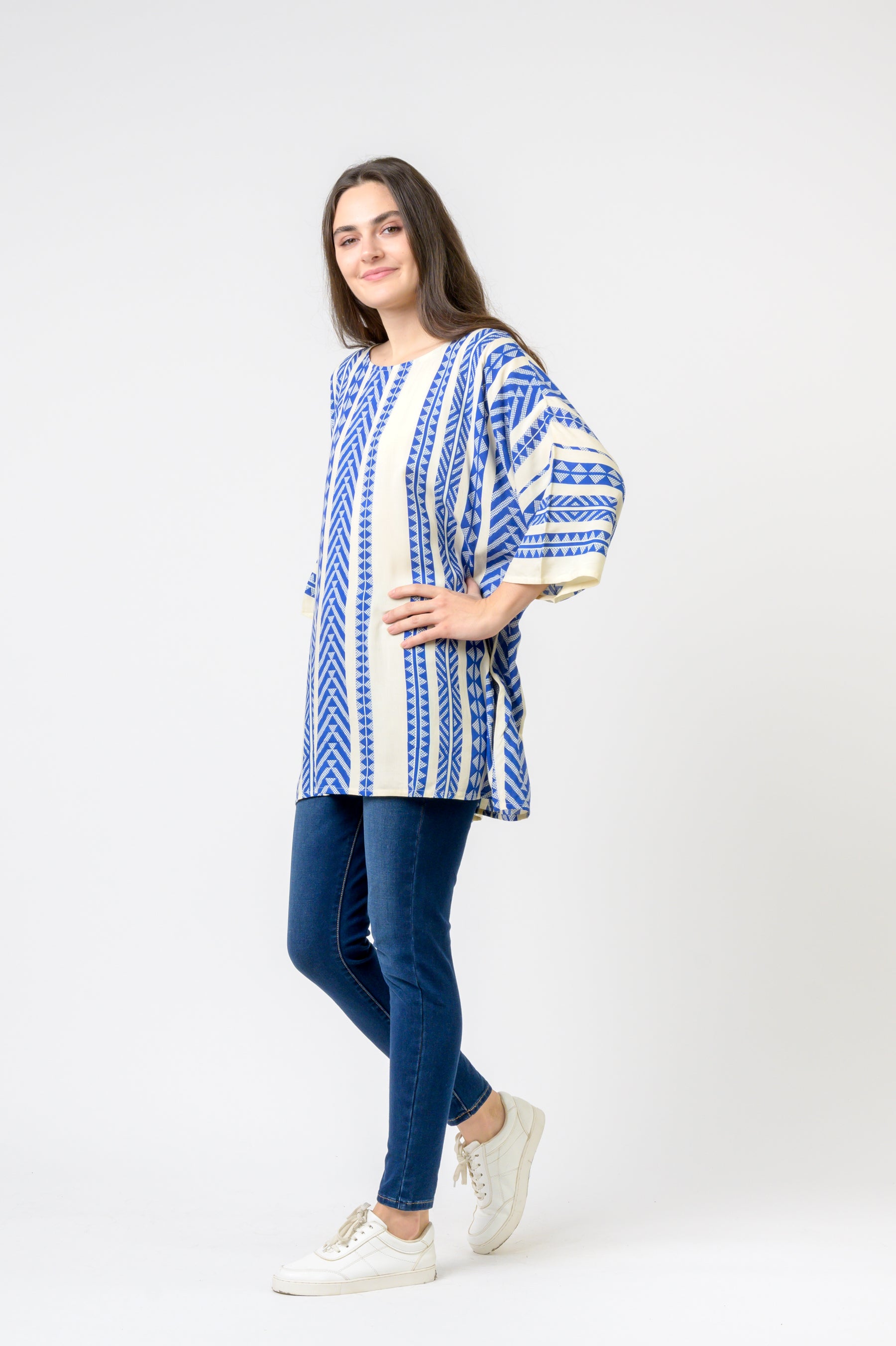 Aztec Print Top - Blue