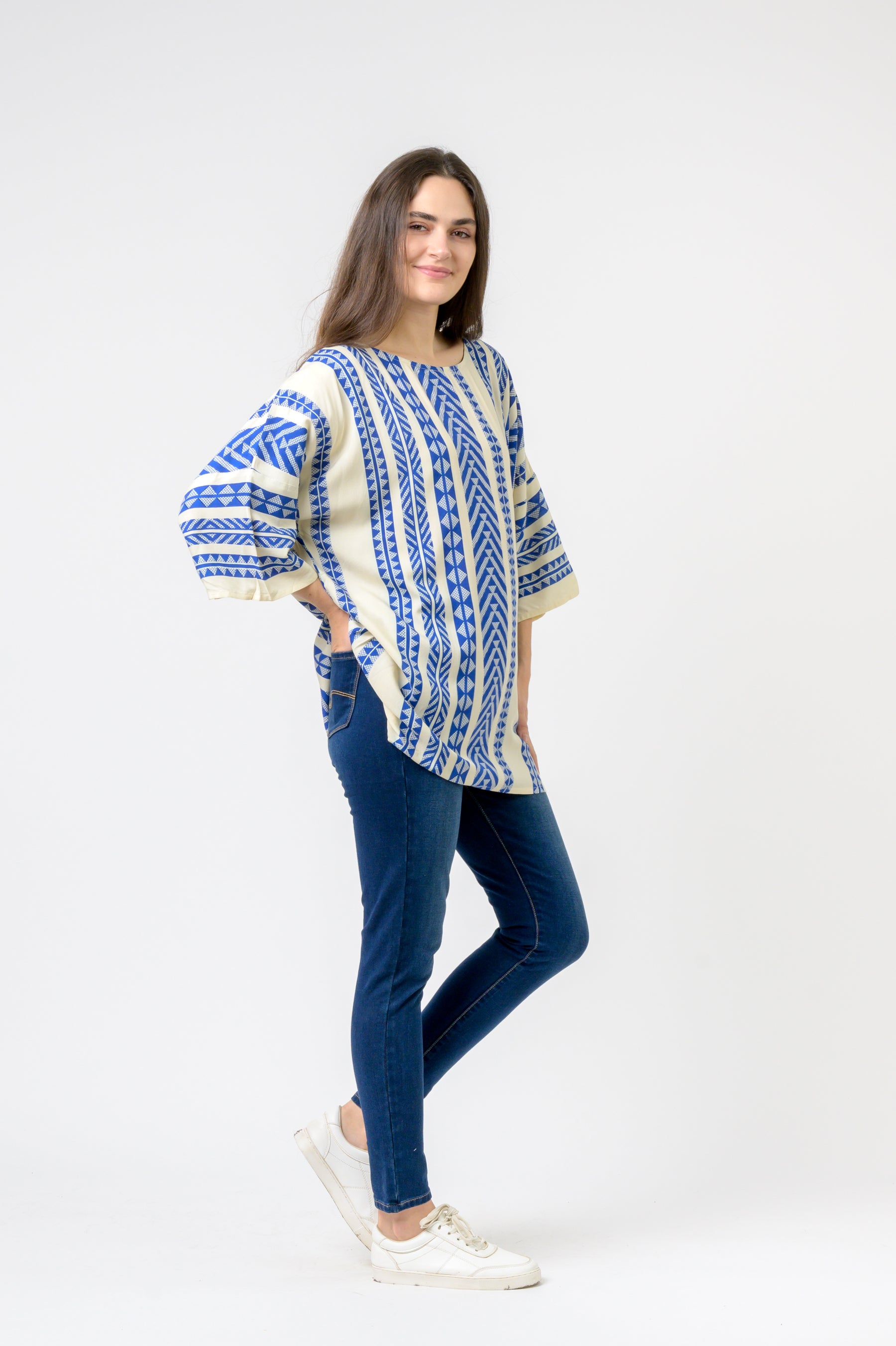 Aztec Print Top - Blue