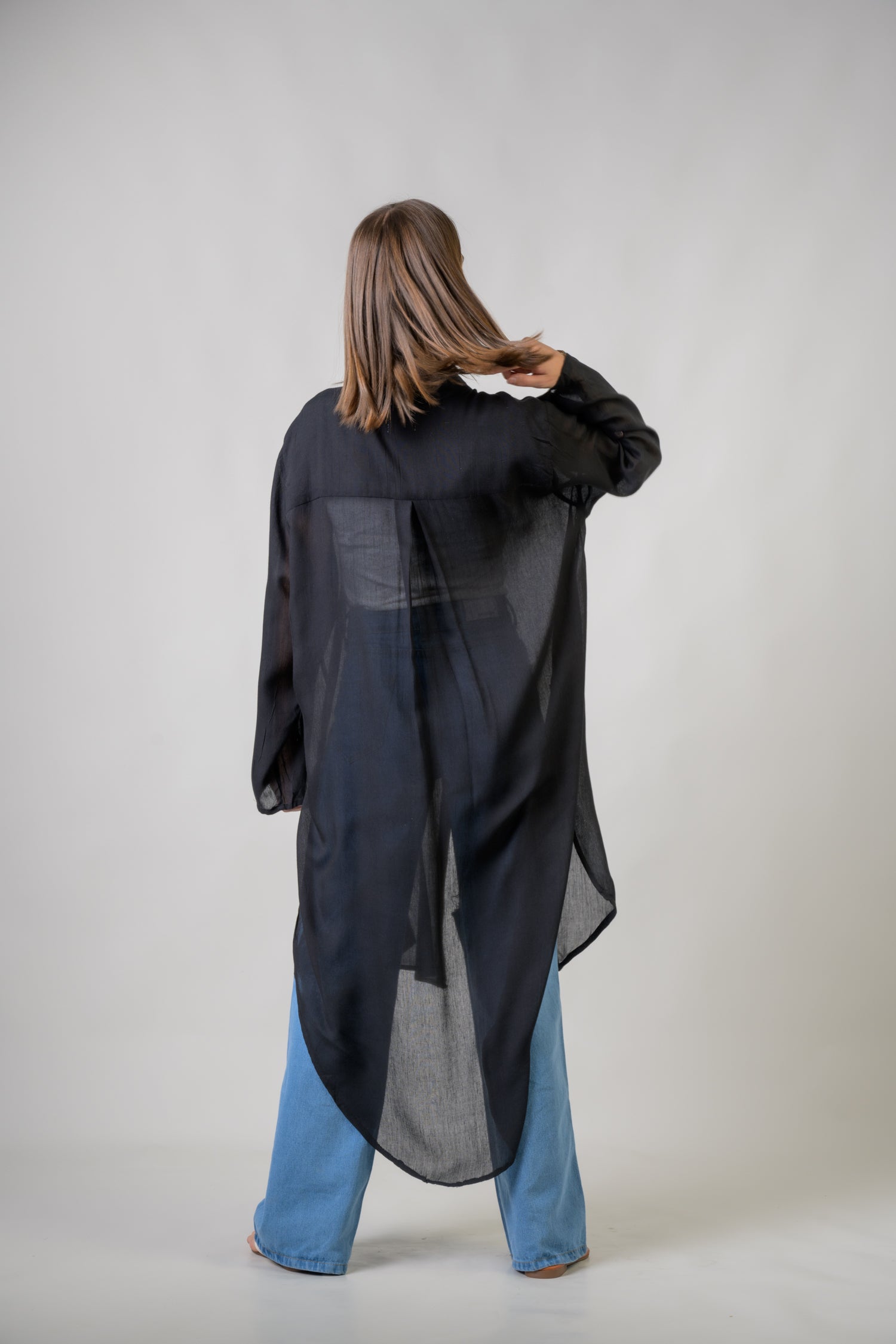 Long Collar Shirt - Black