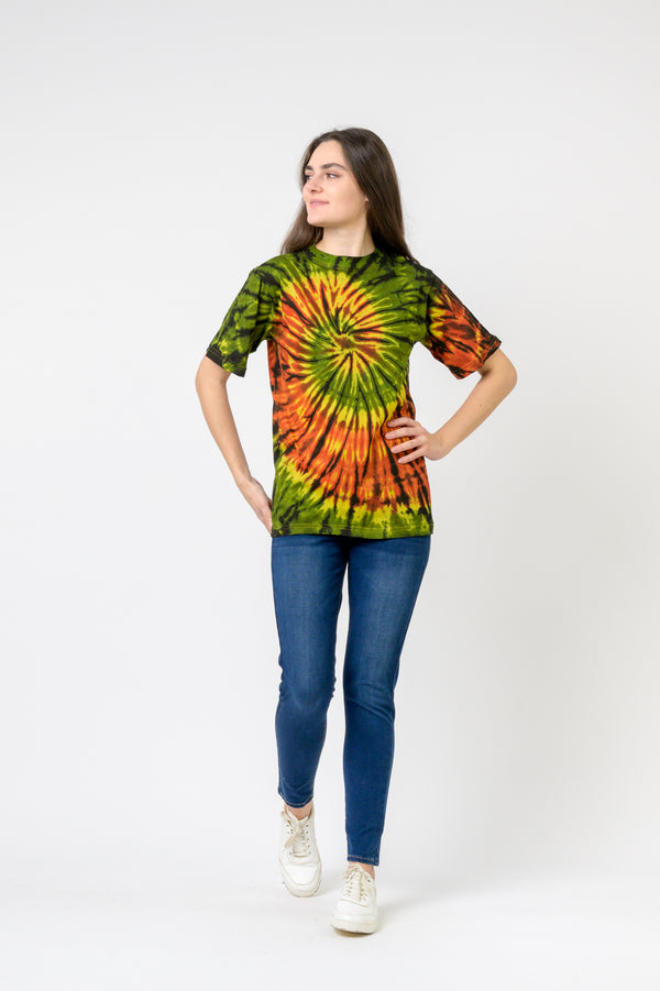 Tie-Dye Natural Spiral T-Shirt - Yellow