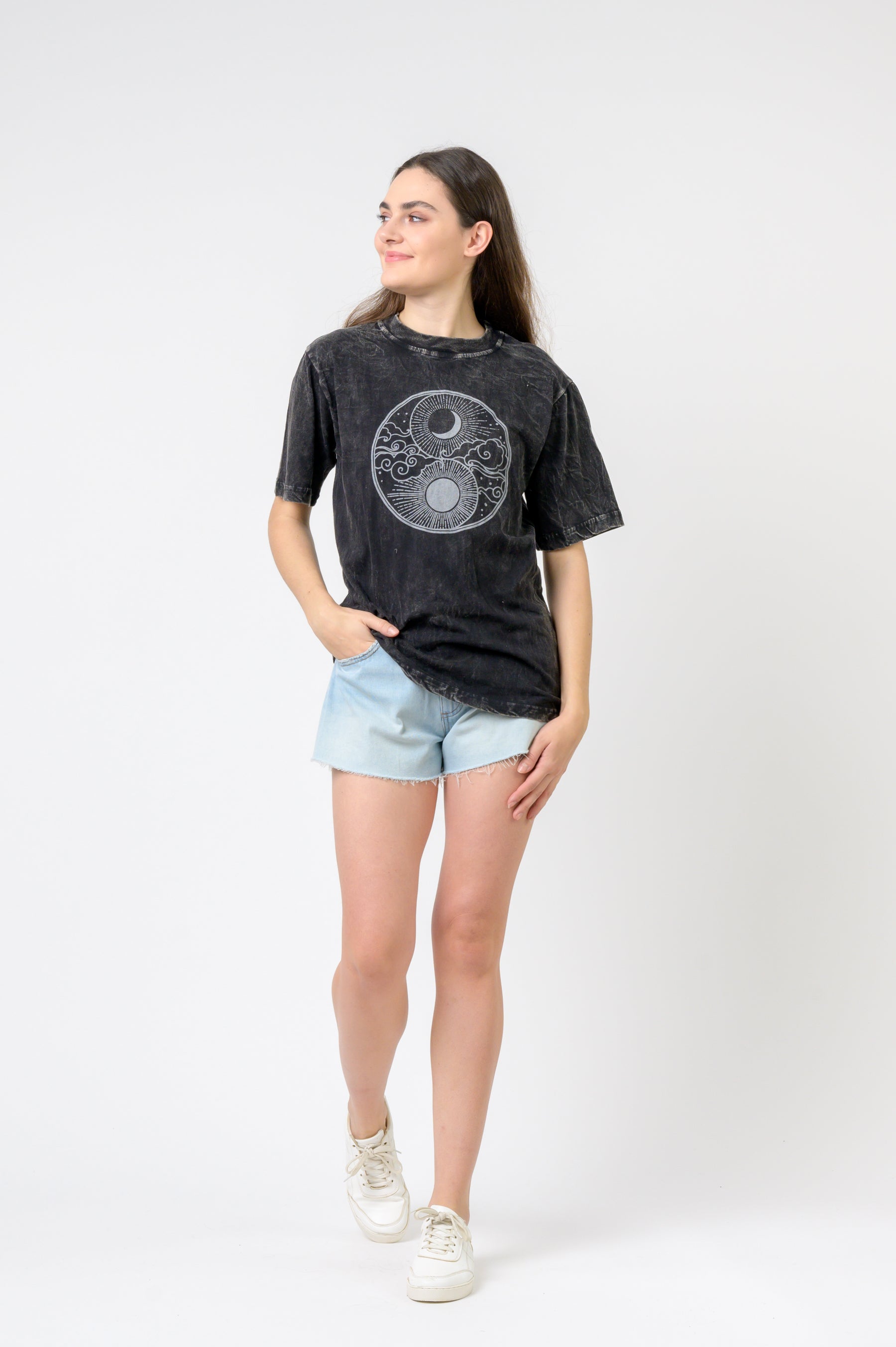 Sun and Moon Yin Yang T-Shirt - Black