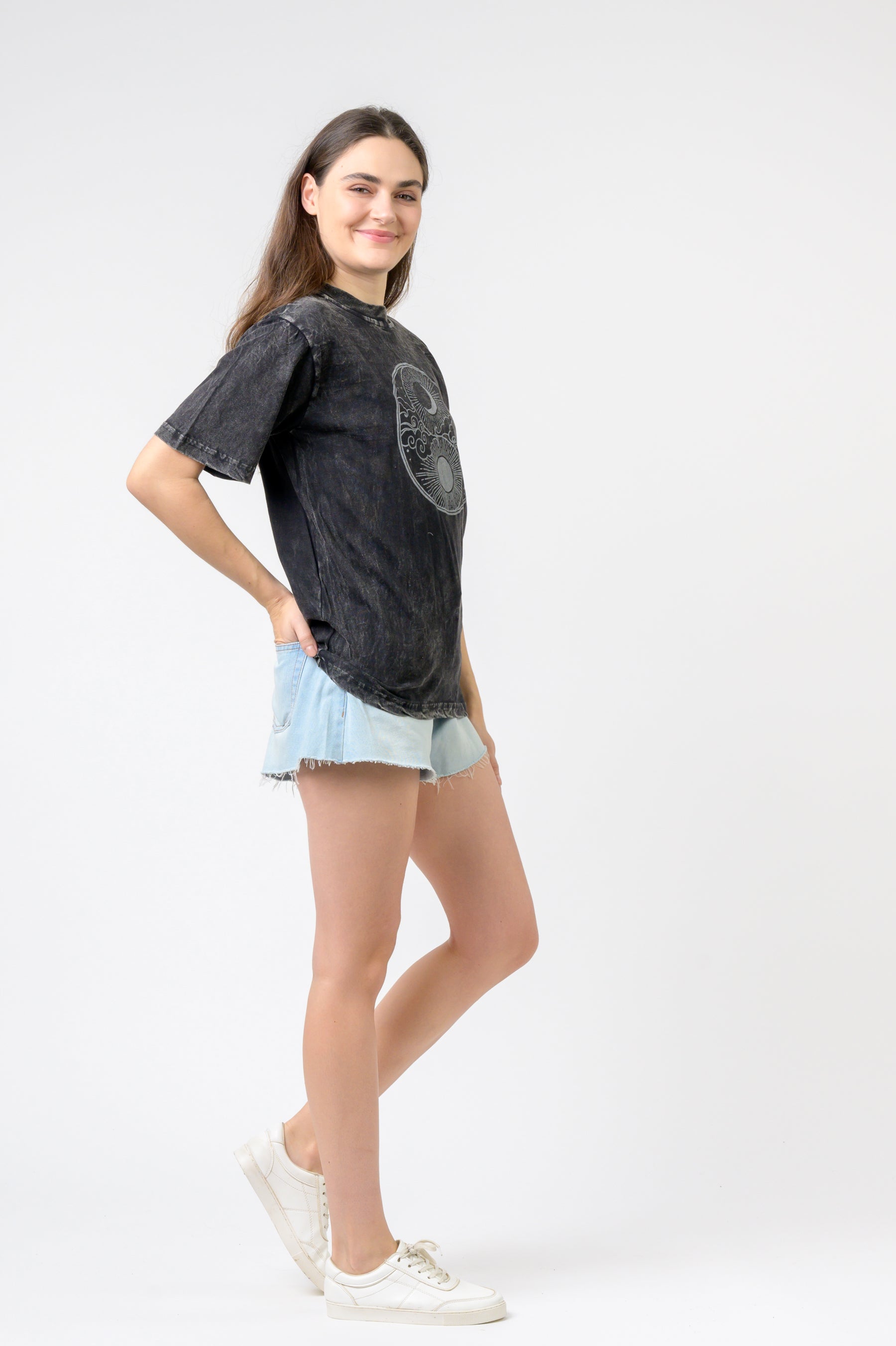 Sun and Moon Yin Yang T-Shirt - Black