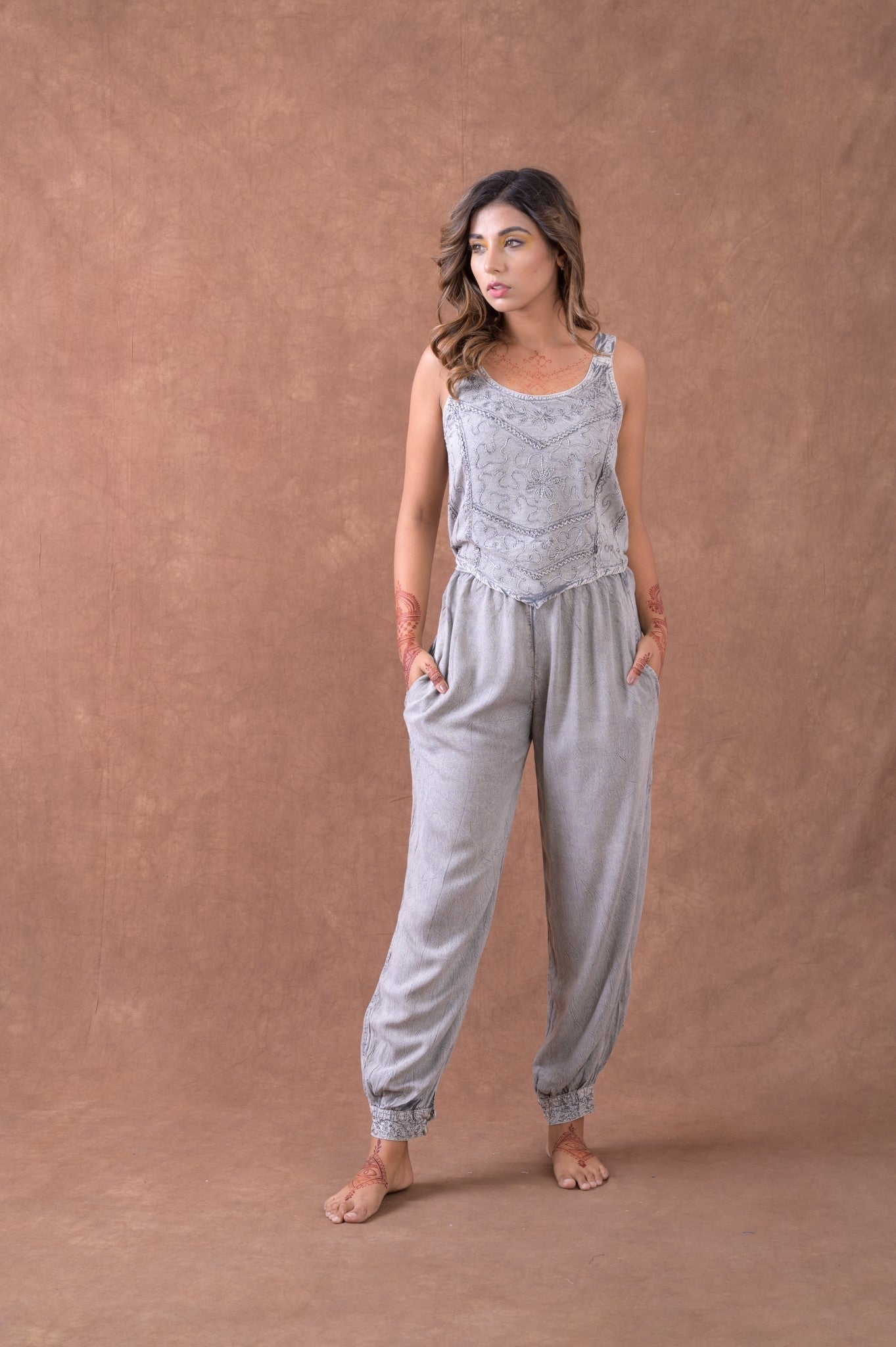 Rhea Embroidered Corset Tank Top