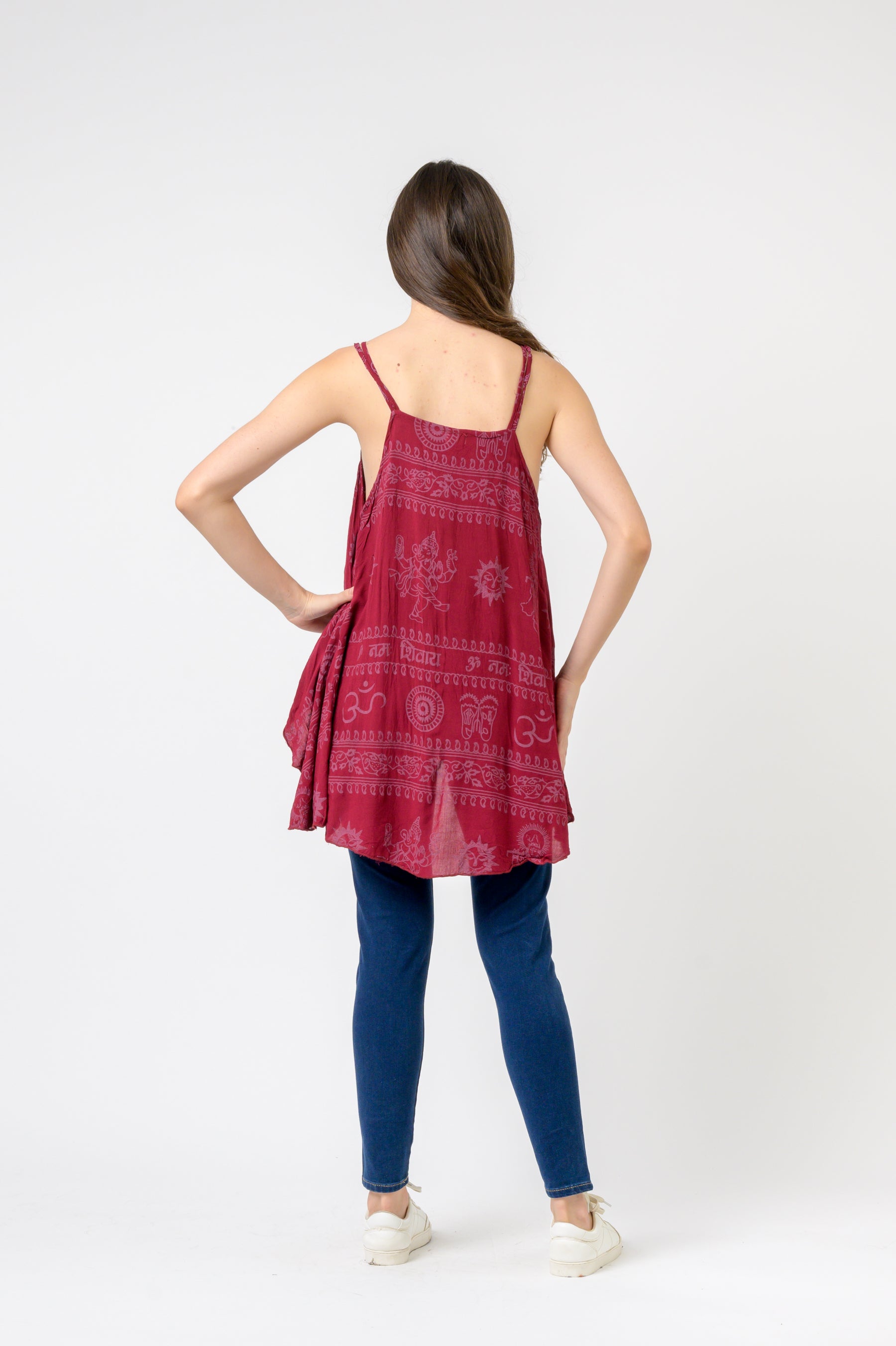 Om Print Tank Top - Maroon