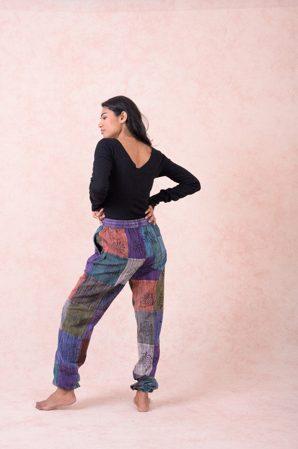 Rhea Color Patch Striped Pants