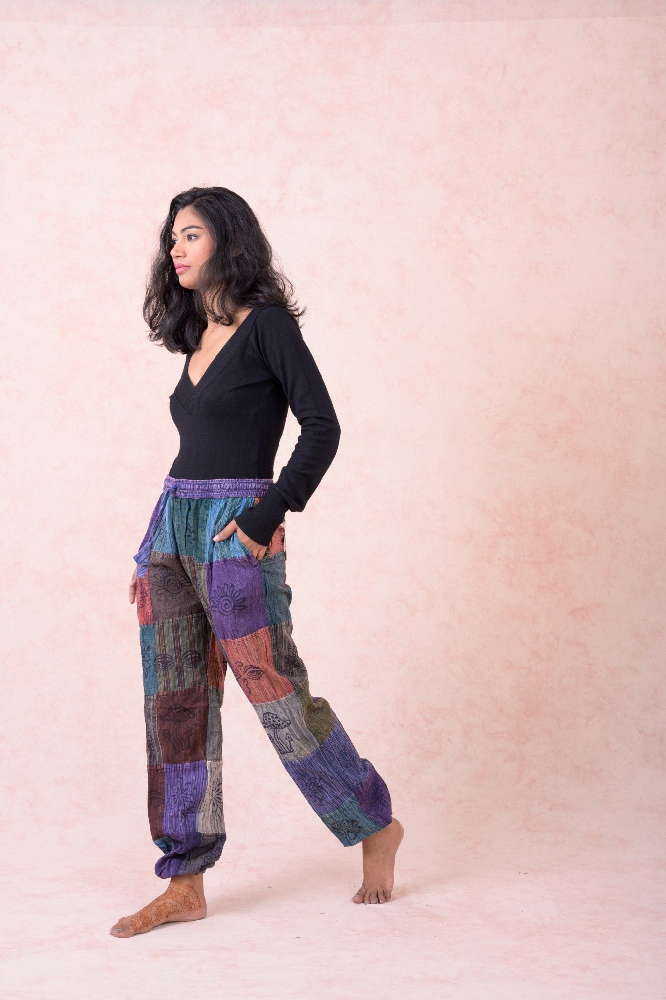 Rhea Color Patch Striped Pants