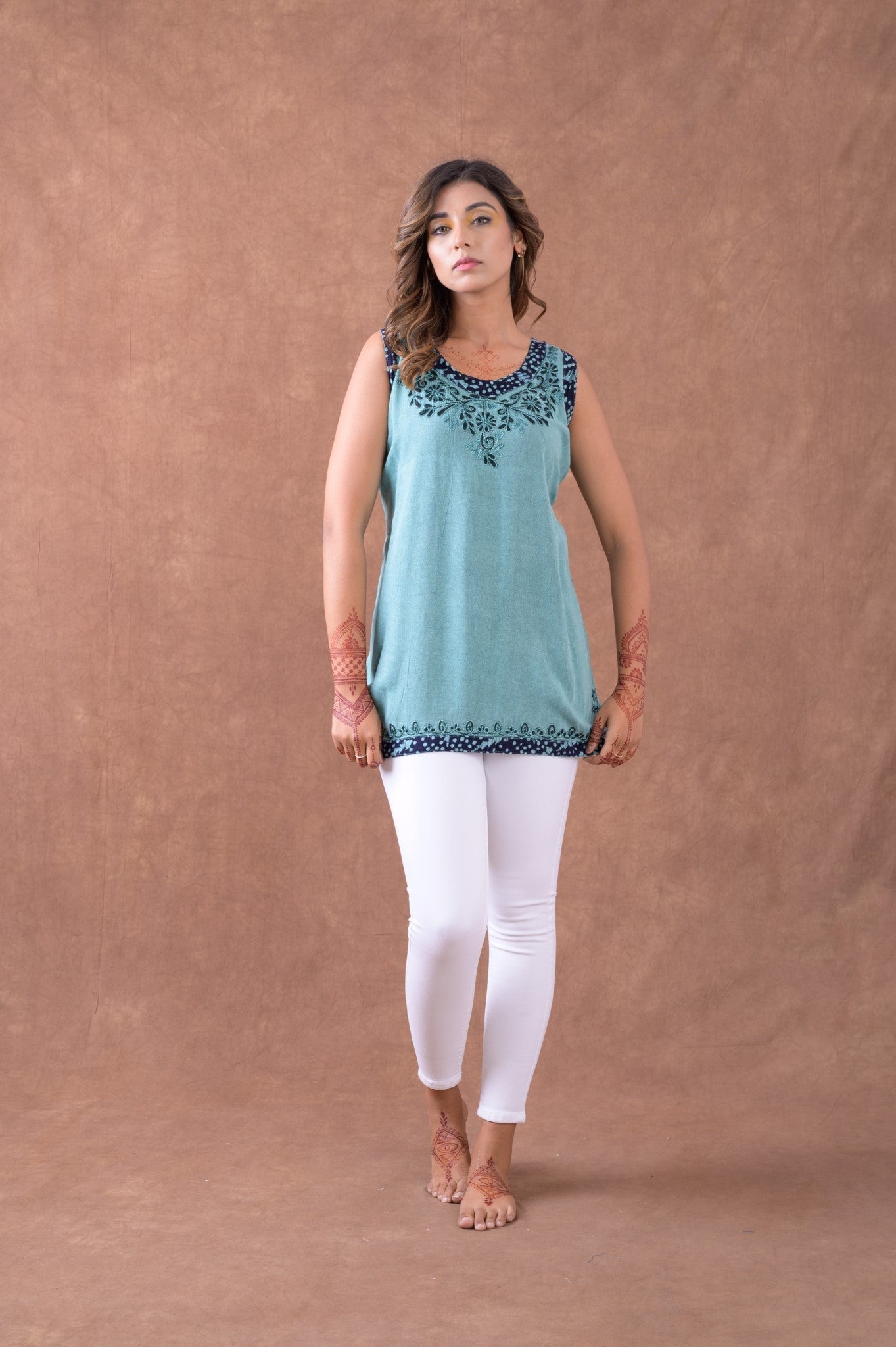 Hem Patterned Tank Top