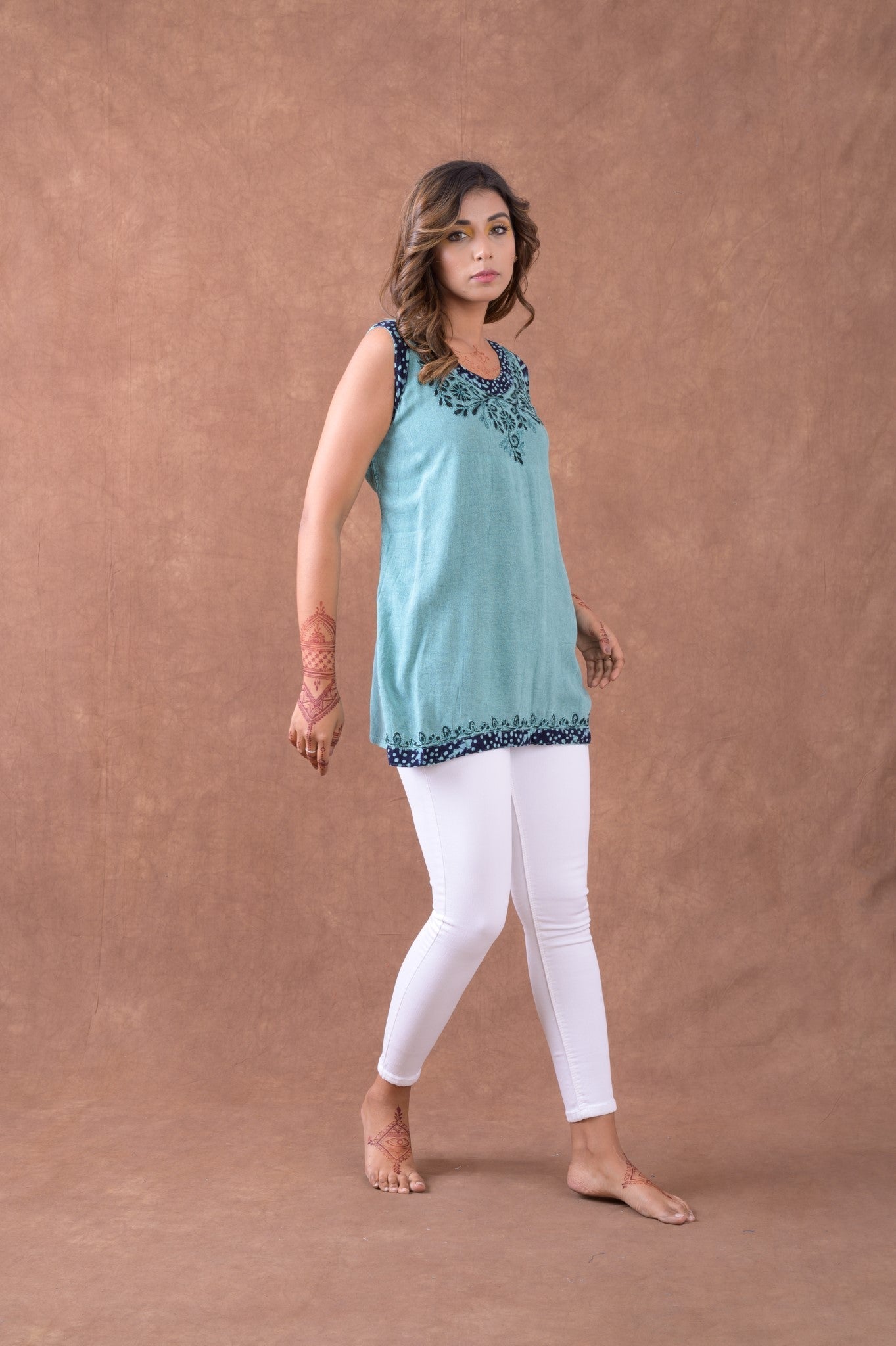 Hem Patterned Tank Top